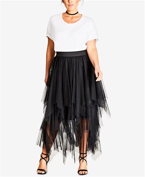 City Chic Trendy Plus Size Pixie Layered Tulle Skirt Knee