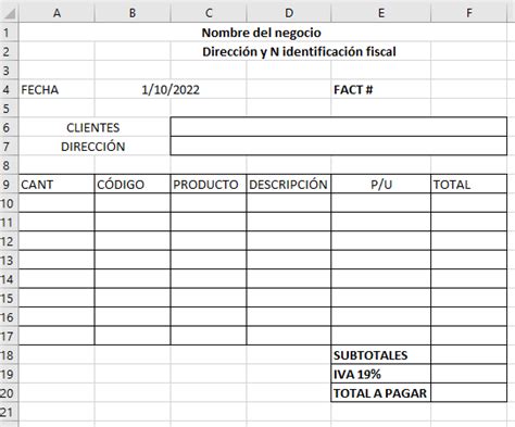 Cómo Hacer Una Factura En Excel