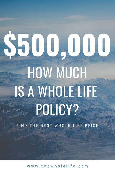 These policies include a cash value account, which is the investment component in permanent policies. How Much is a $500K Whole Life Insurance Policy? Find out free in seconds at www.topwholelife ...