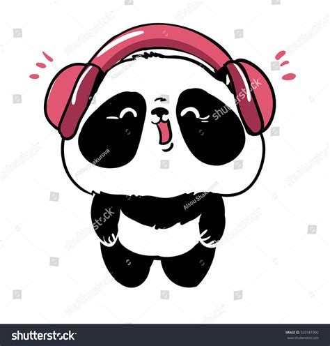Cute Panda Illustration Vector Listen Music Stock Vector 320181992