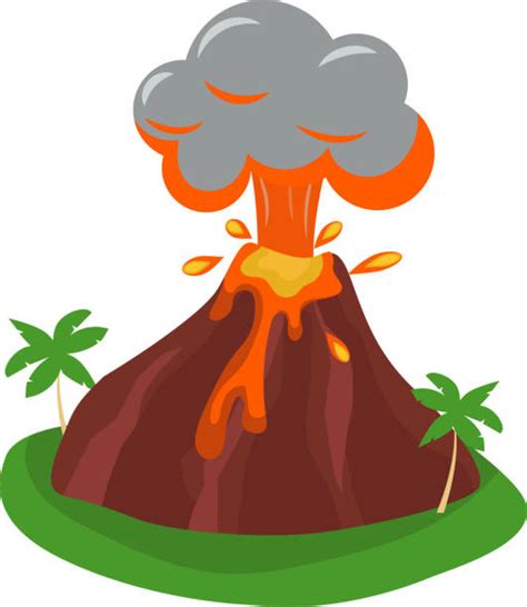 Royalty Free Volcano Flowing With Lava Vector Illustration Clip Art