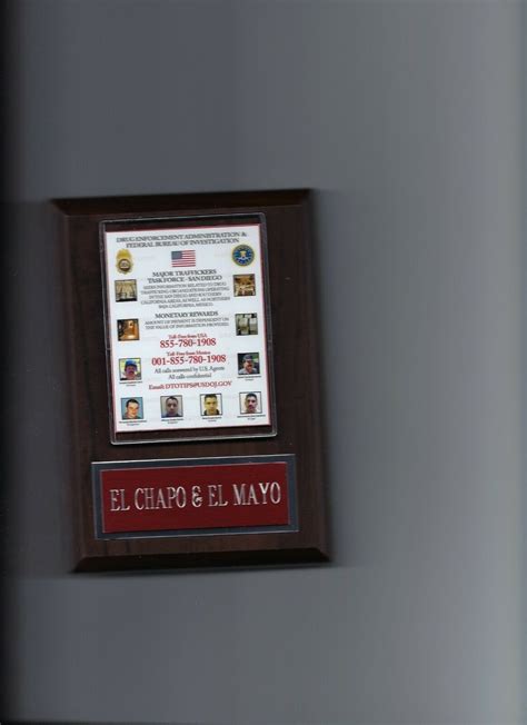 El Chapo El Mayo Wanted Poster Plaque Mexico Organized Crime Drug