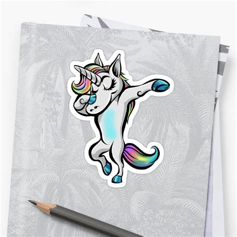 Cute Dabbing Unicorn Rainbow Dab Unicorn Sticker By Noritees