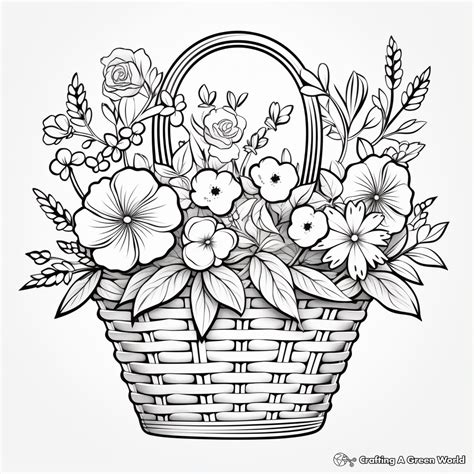 Flower Basket Coloring Pages Free Printable