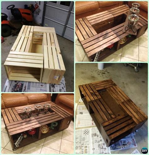 Diy Wine Wood Crate Coffee Table Free Plans Six Crate Coffee Table