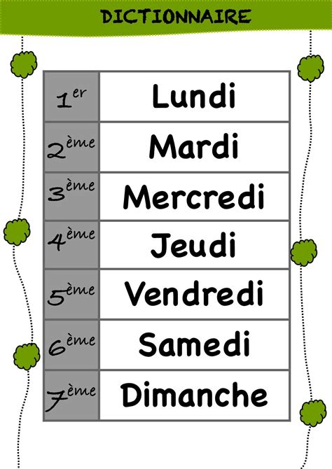 Apprendre à écrire Les Jours De La Semaine 245