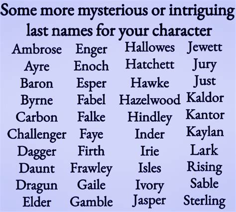 Some More Intriguing Cool Or Unique Last Names For Your Characters In