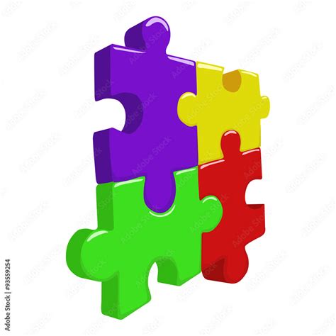 Color 3d Puzzle Pieces Vector Illustration Stock Vector Adobe Stock