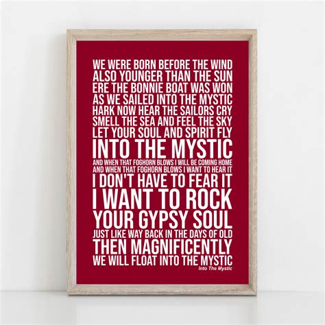 Van Morrison Into The Mystic Song Lyrics Poster Print Wall Art Ebay