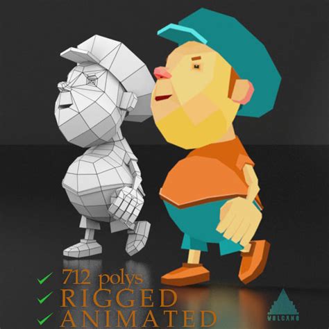 Cartoon Boy Low Poly Rigged And Animated Game 3d Model