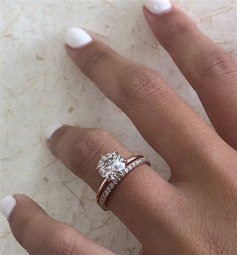 Diamond Engagement Ring Round Brilliant Diamond Bridal Set Etsy
