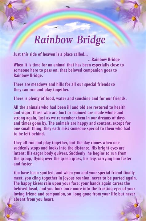 Printable Rainbow Bridge Poem Printable Calendars At A Glance