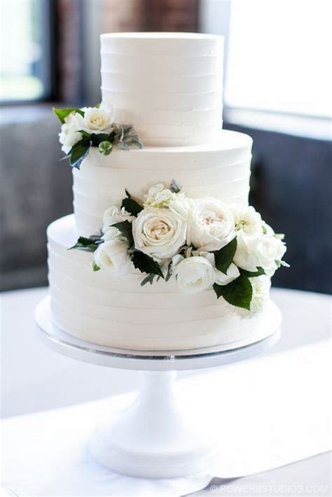 Rustic Buttercream Wedding Cake With White Roses Deer Pearl Flowers