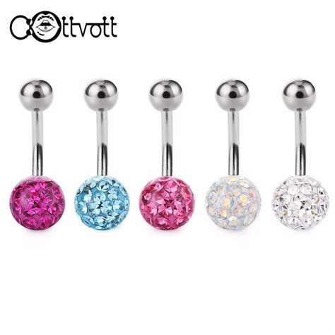 Epoxy Crystal Belly Rings Surgical Steel Belly Button Ring Piercing Navel Button Earrings