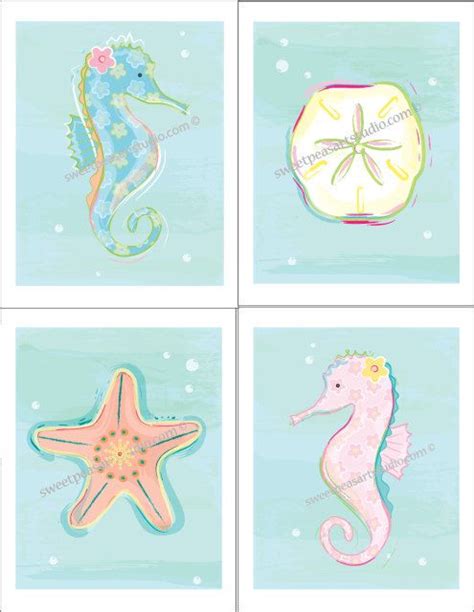 Seahorse Ocean Sea Life Art Prints For Kids By Sweetpeasartstudio2 23