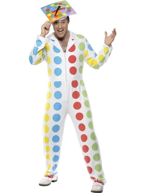 Male Twister Costume Multi Coloured With Jumpsuit And Spinning Board