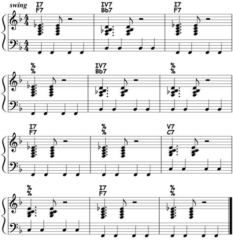 Major 12 Bar Jazz Blues Comping Pattern 3 Piano Ology
