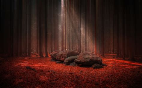 Red Stones Wood Light Beams 4k Wallpaperhd Nature Wallpapers4k