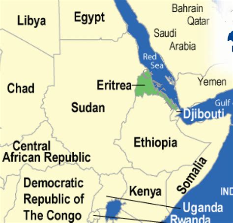 It lies on the red sea, bordering ethiopia, sudan and djibouti. Geographic-location-of-Eritrea