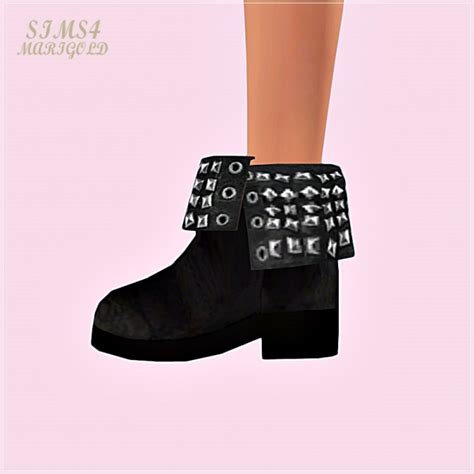 Turn Down Collar Stud Ankle Boots At Marigold Sims 4 Updates
