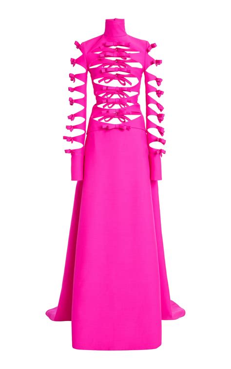 Bow Detailed Cutout Wool Silk Gown By Valentino Moda Operandi Fashion Colorful Dresses