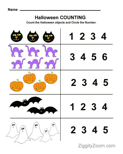 Halloween Preschool Worksheet For Counting Practice National