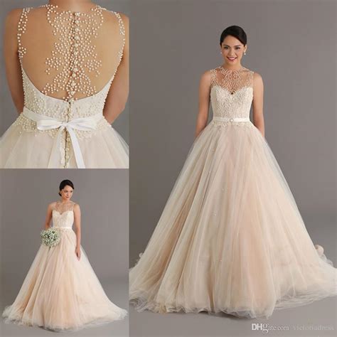 Lace Champagne Wedding Dresses