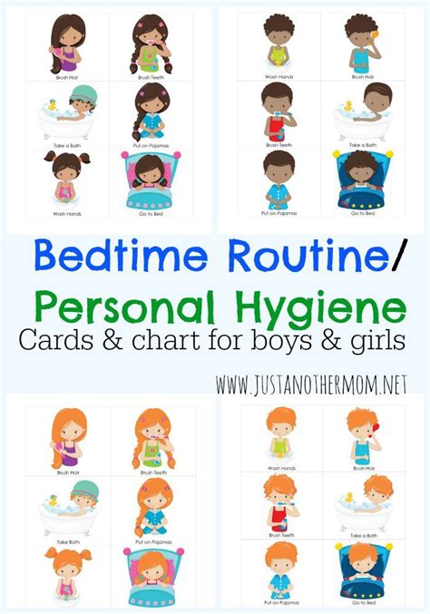 Personal Hygiene And Bedtime Routine Chart And Cards For
