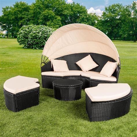Round Outdoor Lounger With Canopy Go Images Club