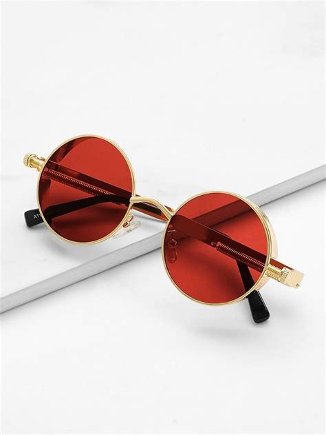 metal frame round red lens sunglasses round lens sunglasses latest sunglasses sunglasses