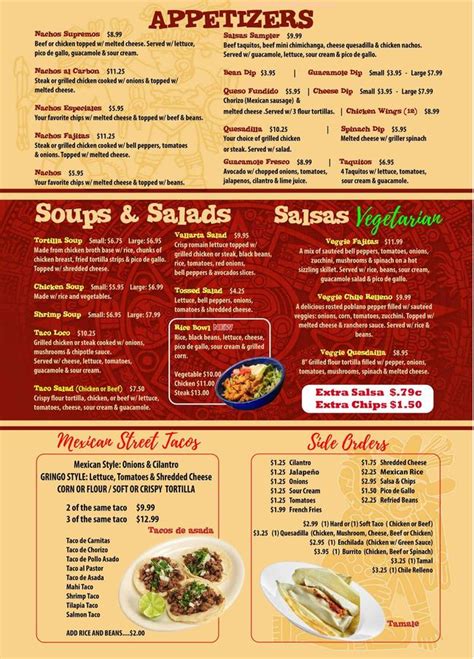 Online Menu Of Salsas Restaurant Palm Coast Florida 32137 Zmenu