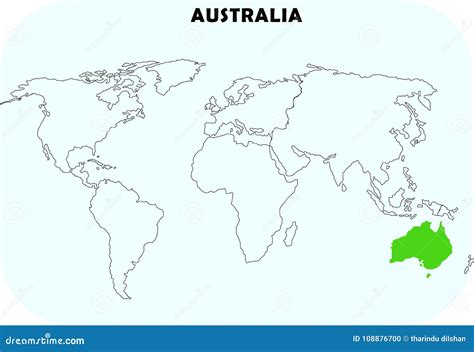 Continente De Austrália No Mapa Do Mundo Ilustração Stock Ilustração