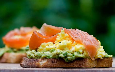 Open Face Sandwiches With Avocado Egg And Smoked Salmon