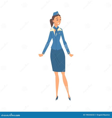 Stewardess In Blue Uniform Flying Attendants Air Hostess Vector