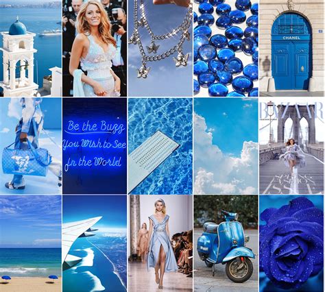 Boujee Blue Wall Collage Kit Baddie Collage Aesthetic Room Etsy