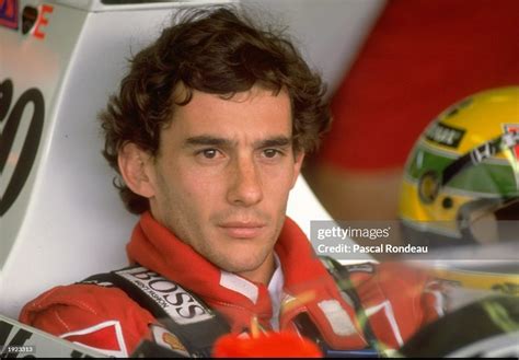 Portrait Of Ayrton Senna Of Brazil In His Mclaren Honda Before The