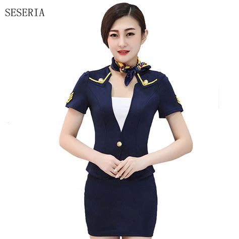 Seseria Women Sexy Air Hostess Uniform Flight Stewardess Costume