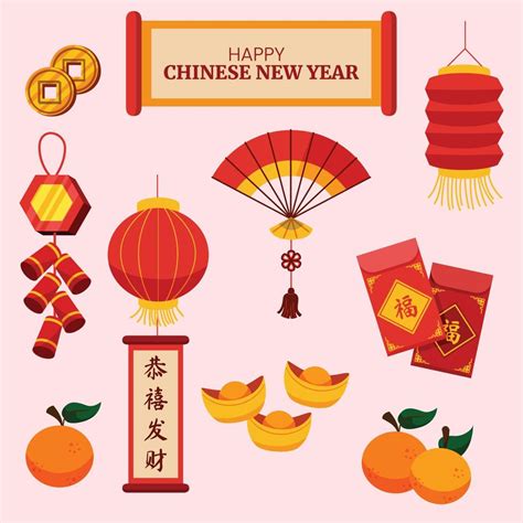 Set Of Chinese New Year Elements 4395297 Vector Art At Vecteezy