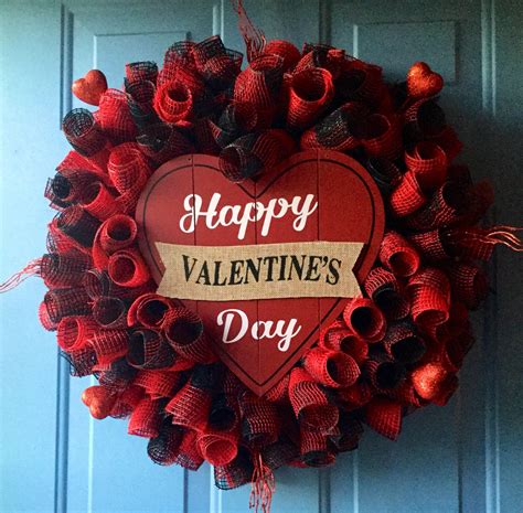 Valentines Wreath Front Door Wreath Holiday Wreath Burlap Etsy