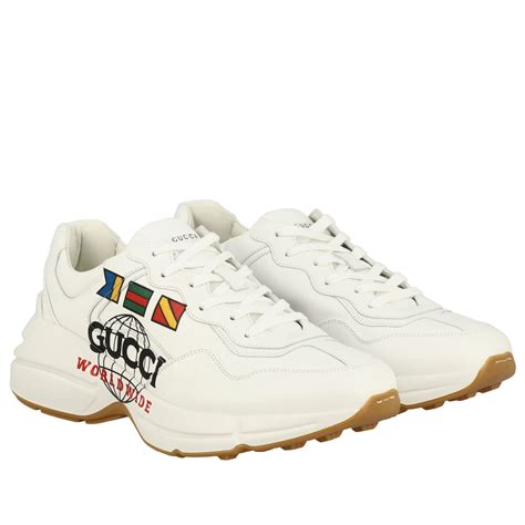 Gucci Rhyton Running Sneakers In Leather With Worldwide Print