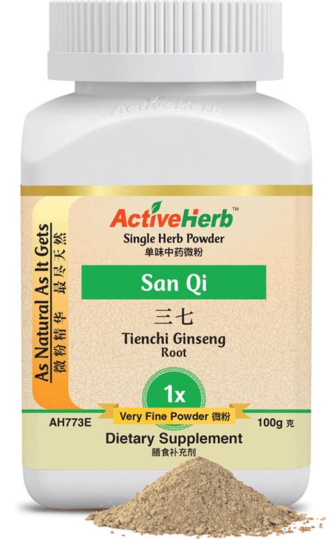 Activeherb™ San Qi Tienchi Ginseng Root 1x Herb Powder 100 G