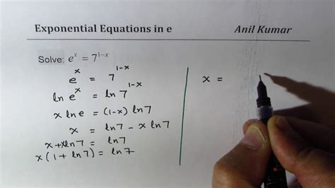how to solve exponential equations with e and ln youtube