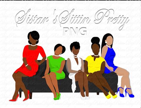 Sorority Sistah Clipart Sitting Natural Hair Black Woman Etsy