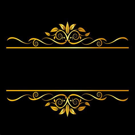 Elegance Golden Floral Ornament Frame Design Vector On Black Color Only
