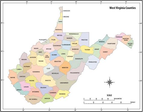 20 West Virginia Map With Counties Illustrations Royalty Free Vector