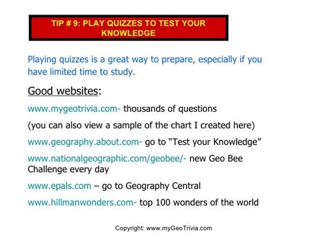 Top Ten Tips For National Geographic Bee