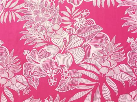 Hot Pink Hawaiian Fabric Floral Print Hibiscus Tropical Image 0