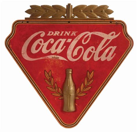 Rare 1930s Coca Cola Wooden And Metal Triangle