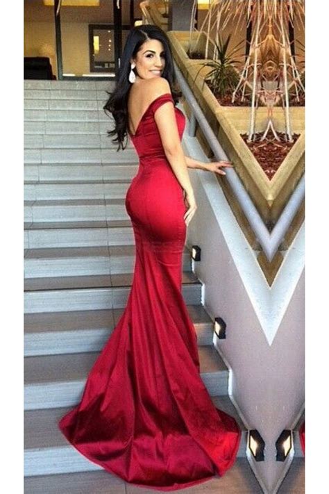 Elegant Red Long Off The Shoulder Prom Evening Formal Dresses 3020172