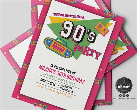 90s Party Invitation Nineties Party Printable Invitation 90s Etsy